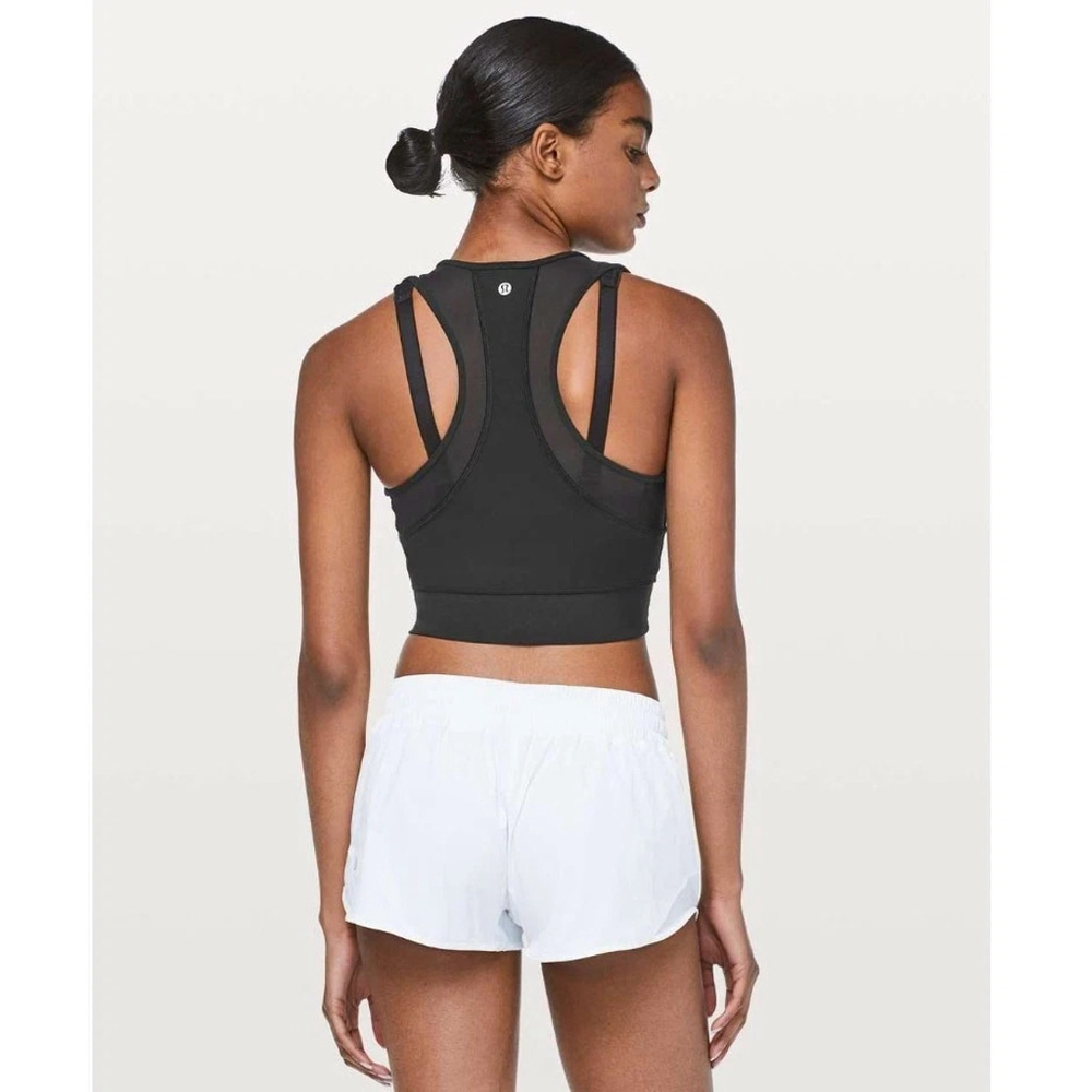 Lululemon Laser Speed Train Tank Top Cropped Black Sleeveless Mesh Size 4 - Picture 2 of 6